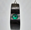 Ancient Bog Oak Pendant with Green Gem | Handcrafted Celtic Necklace by Celt Craft