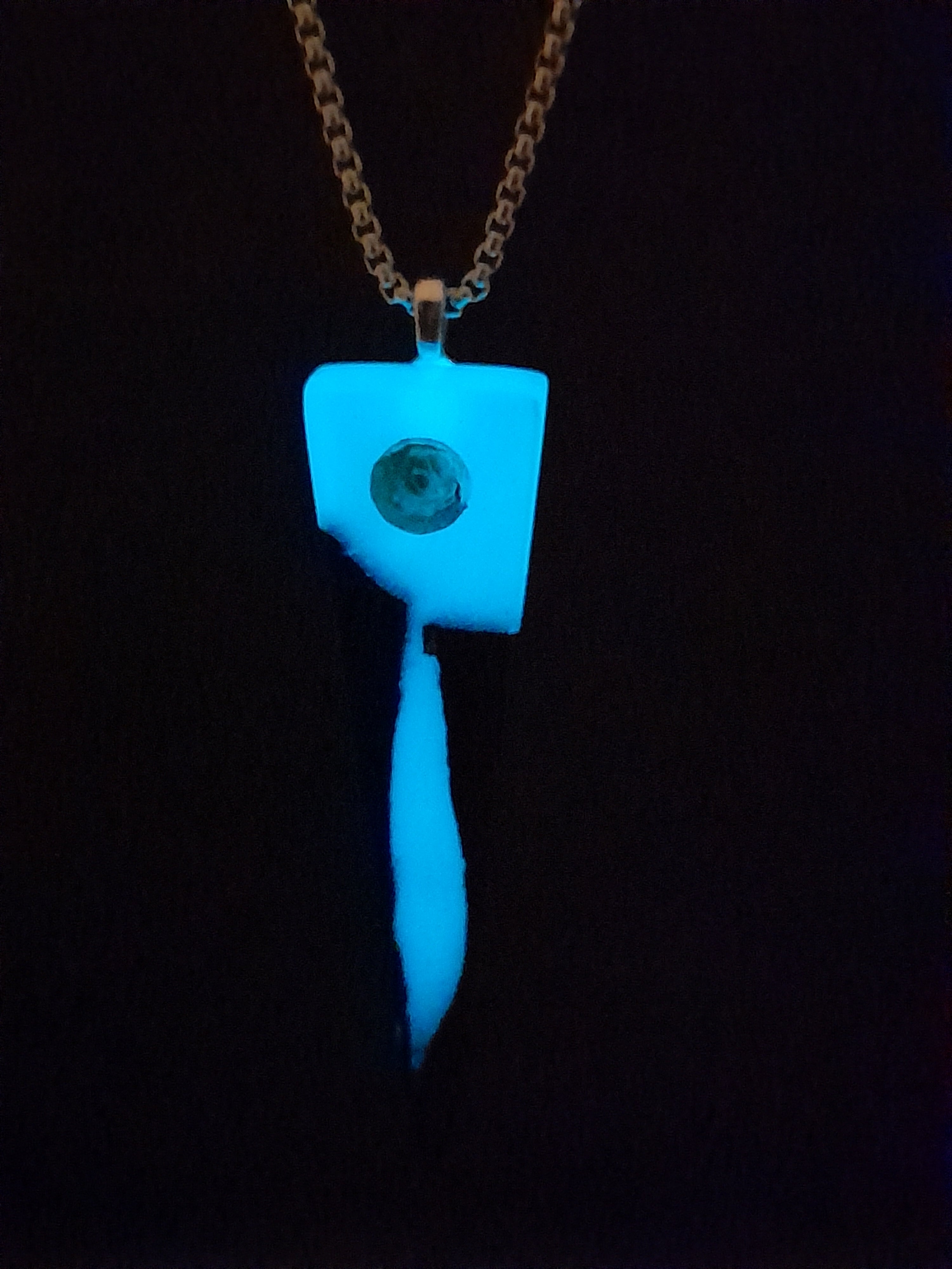 Bog Oak & Resin Glow Pendant with Titanium-Plated Chain