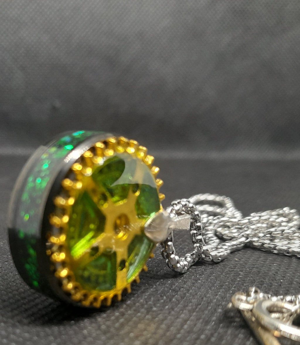 Steampunk  Gear Pendant Necklace – Stainless Steel with Titanium-Plated Chain