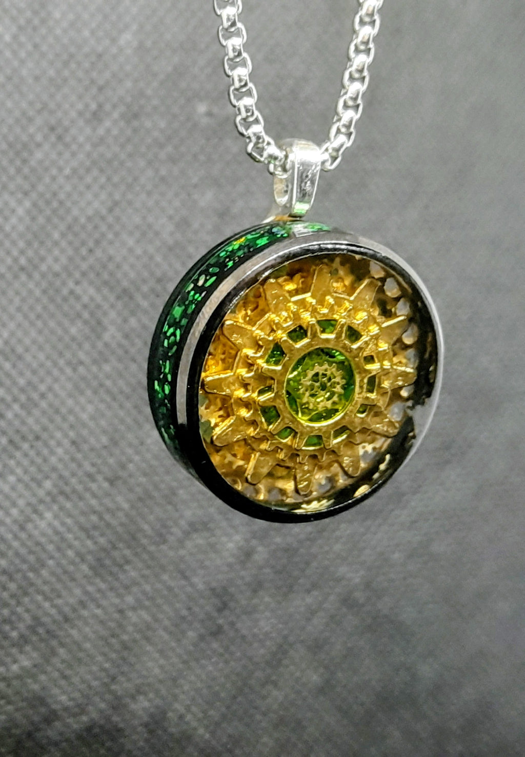 Steampunk  Gear Pendant Necklace – Stainless Steel with Titanium-Plated Chain