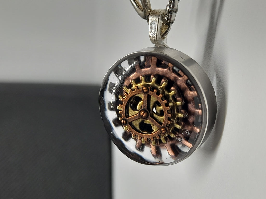 Bronze Gear Steampunk Pendant Necklace | Handcrafted Statement Jewellery