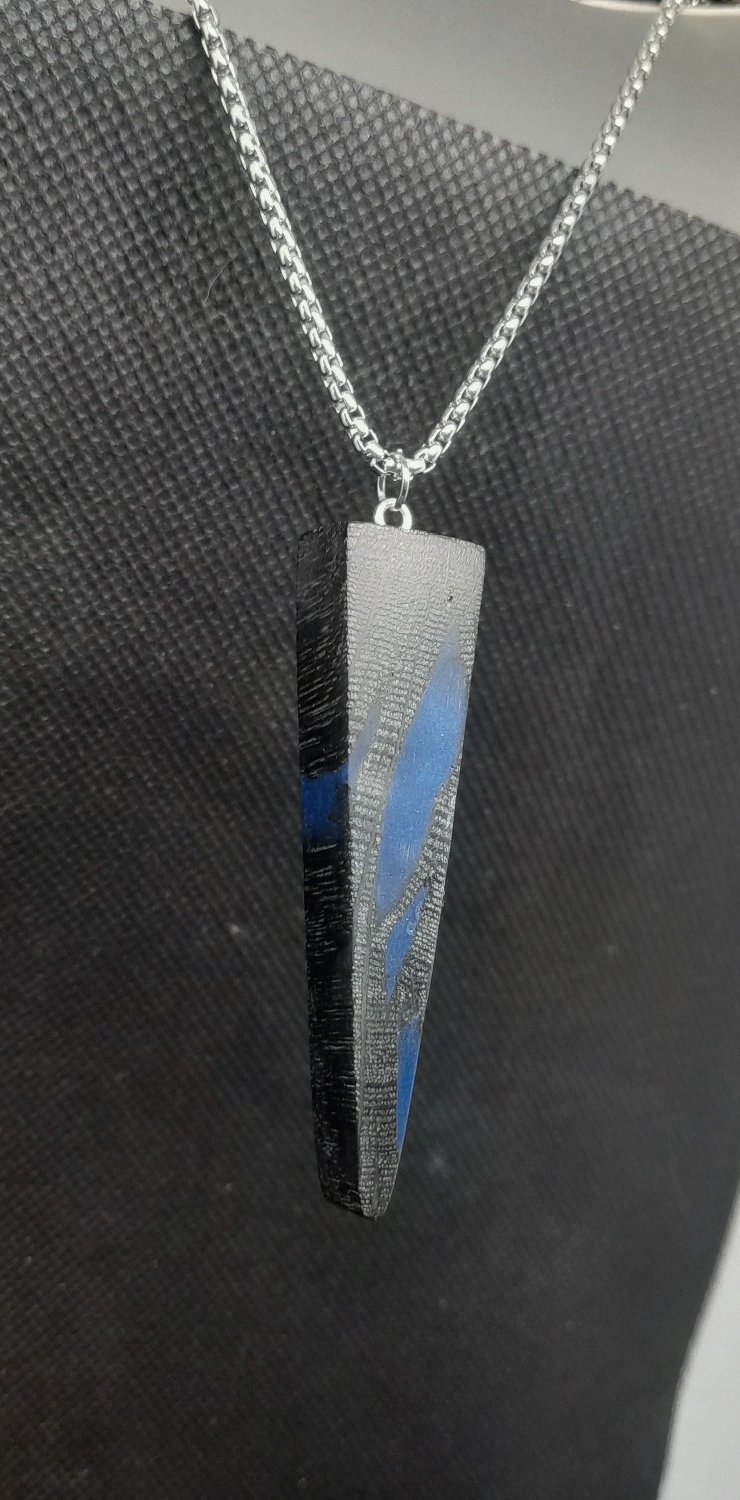 Ancient Bog Oak & Resin Pendant with Titanium-Plated Chain