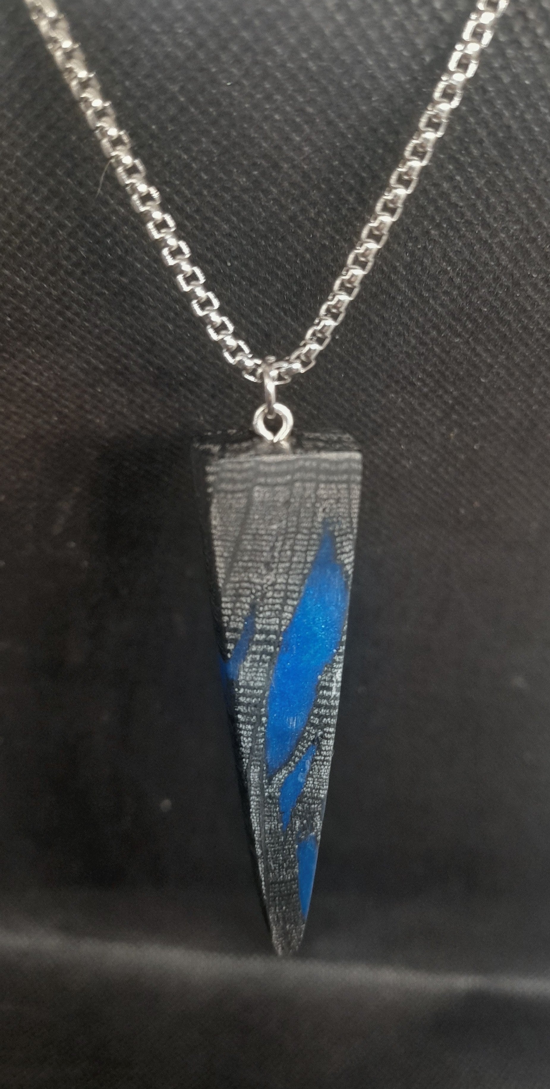 Ancient Bog Oak & Resin Pendant with Titanium-Plated Chain