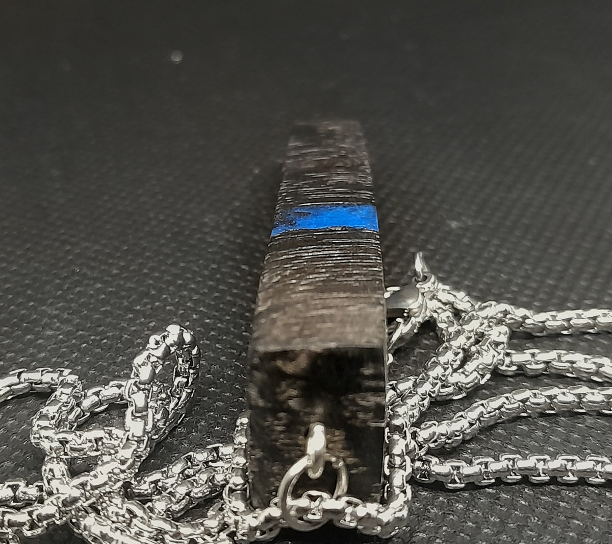 Ancient Bog Oak & Resin Pendant with Titanium-Plated Chain