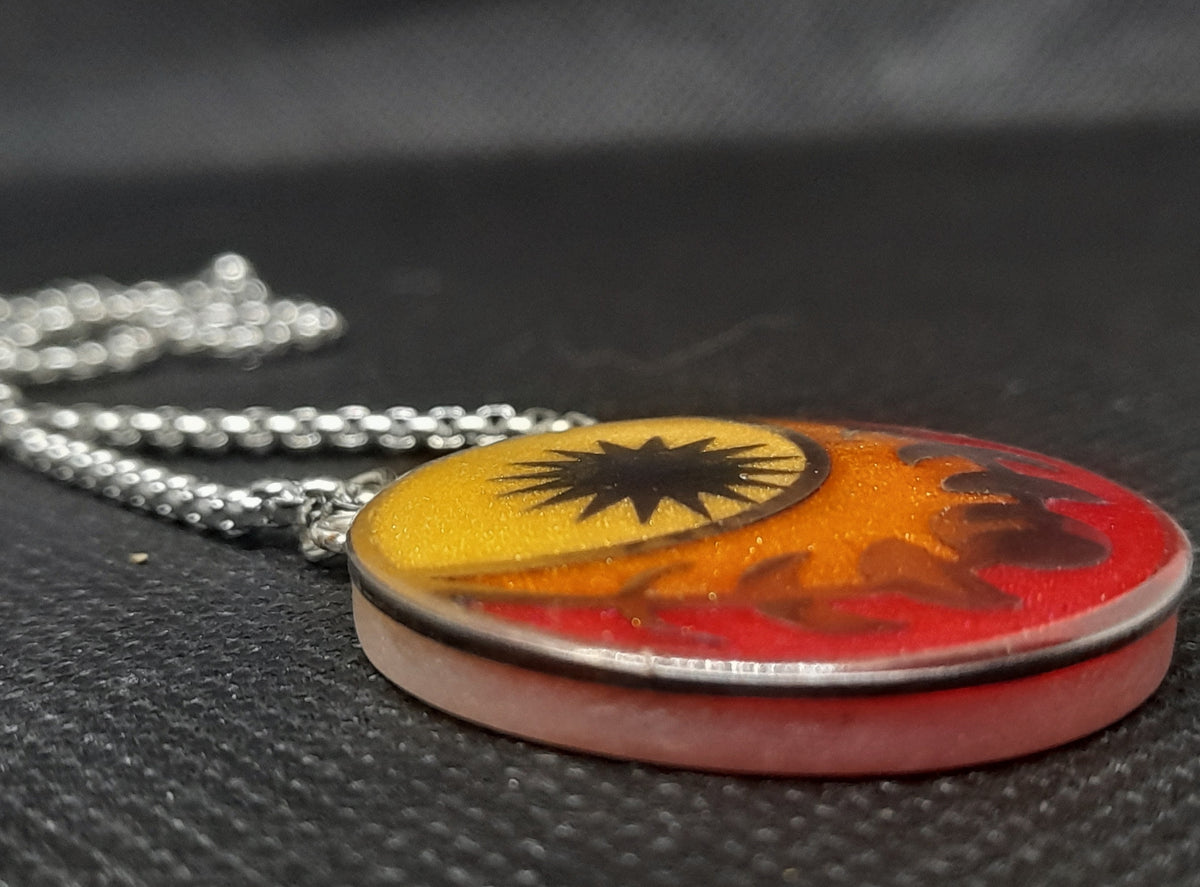 Stainless Steel Pendant on Titanium-Plated Chain