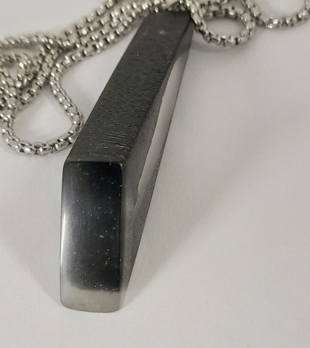 Ancient Irish Bog Oak & Glow-in-the-Dark Resin Pendant | Geometric Statement Necklace