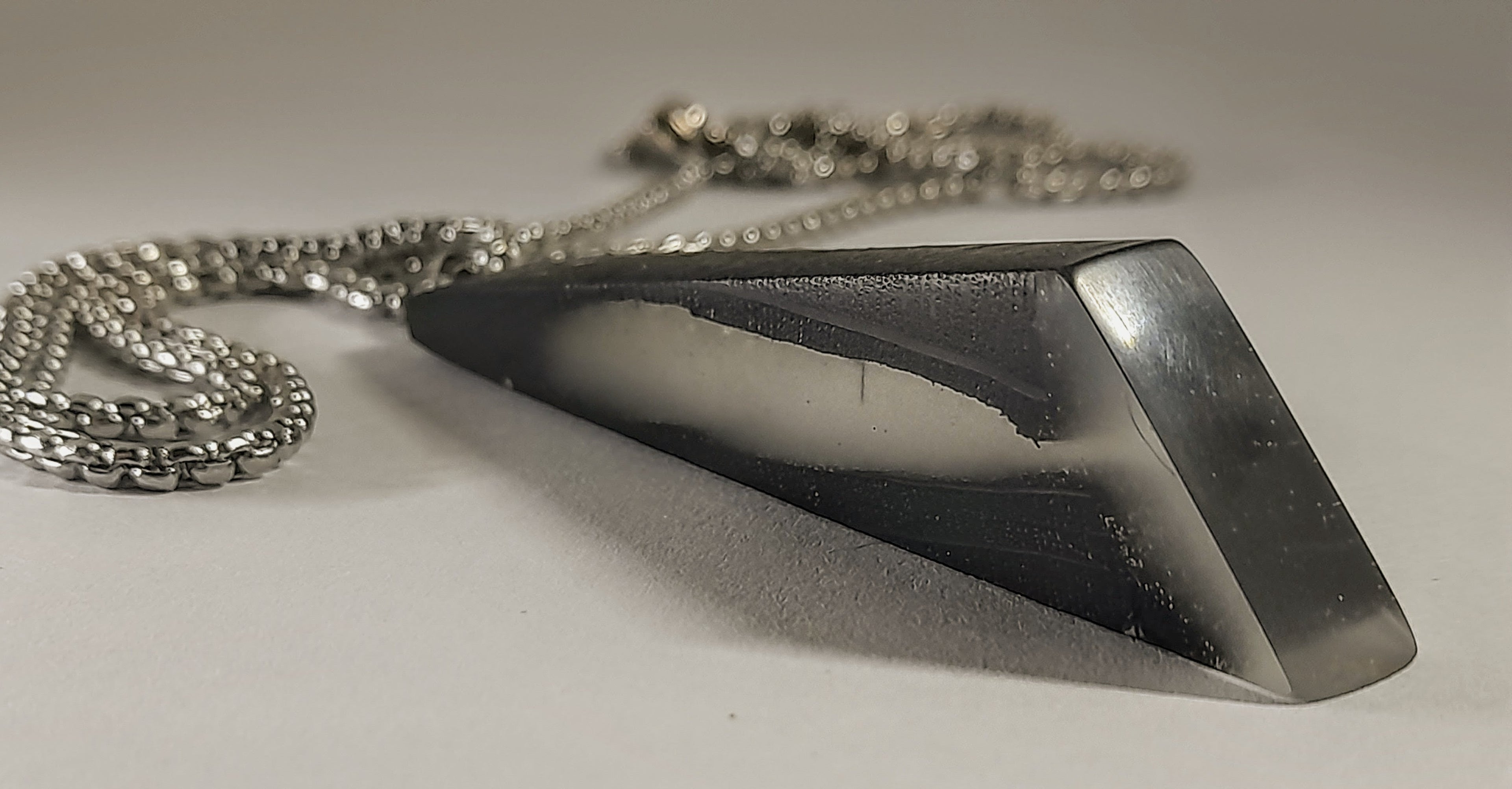 Ancient Irish Bog Oak & Glow-in-the-Dark Resin Pendant | Geometric Statement Necklace