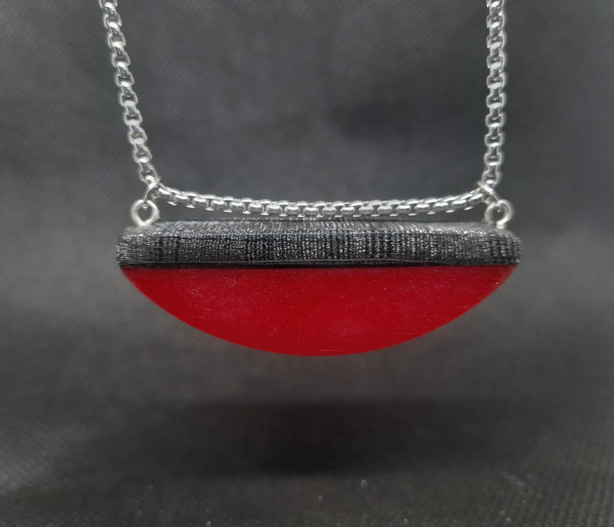 Blood Moon Necklace – Bog Oak & Red Resin