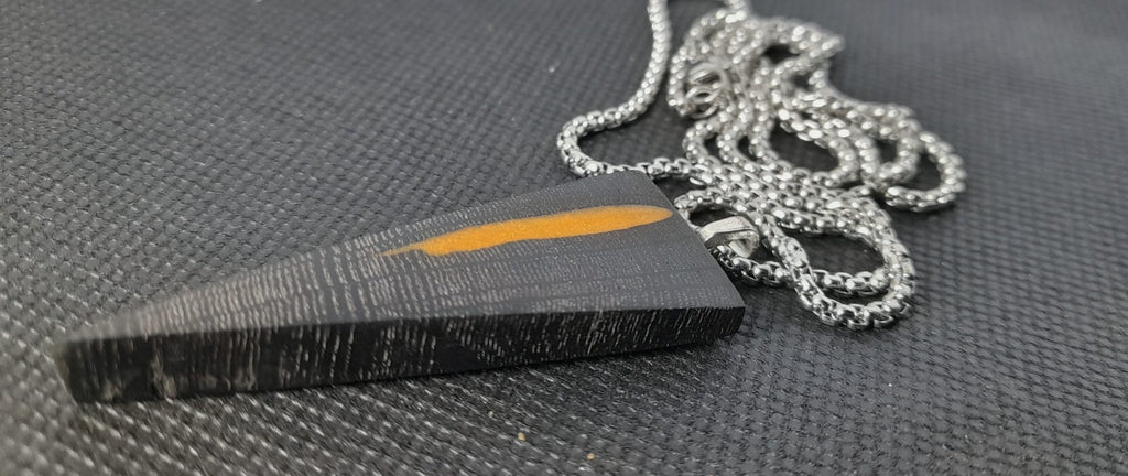 Bog Oak & Golden Resin Triangle Pendant Necklace
