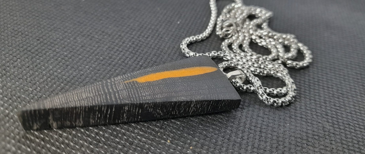 Bog Oak & Golden Resin Triangle Pendant Necklace