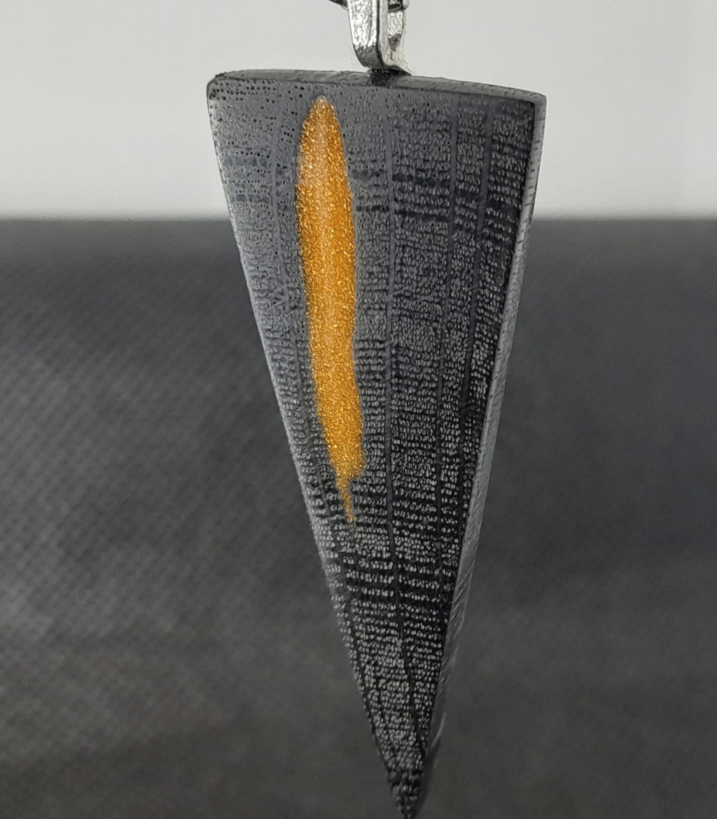 Bog Oak & Golden Resin Triangle Pendant Necklace