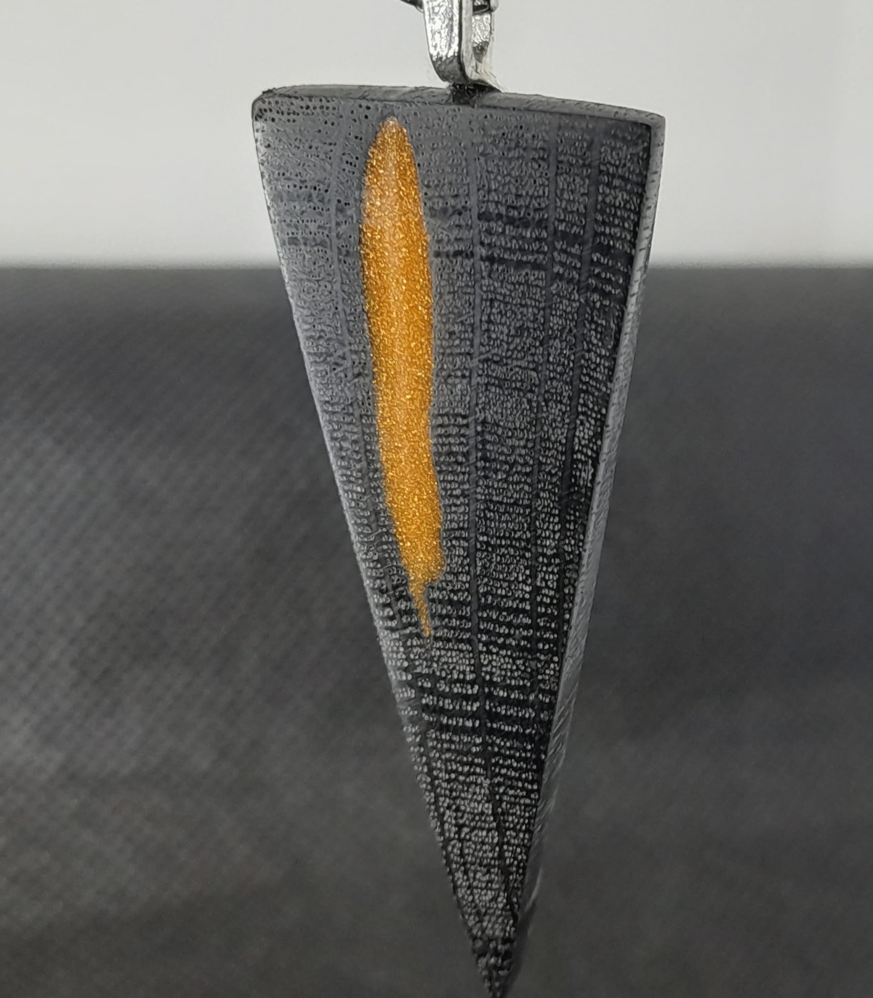 Bog Oak & Golden Resin Triangle Pendant Necklace
