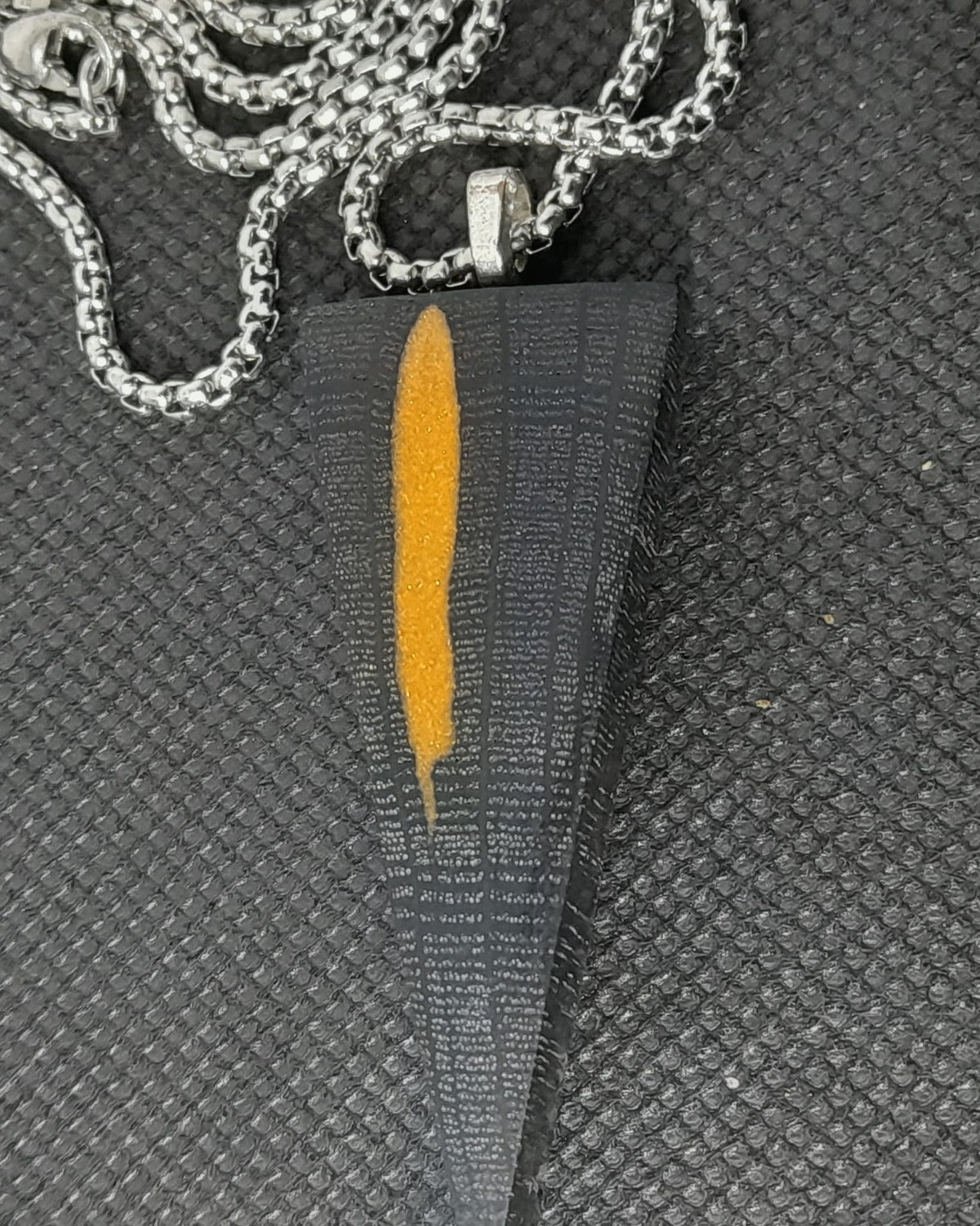 Bog Oak & Golden Resin Triangle Pendant Necklace