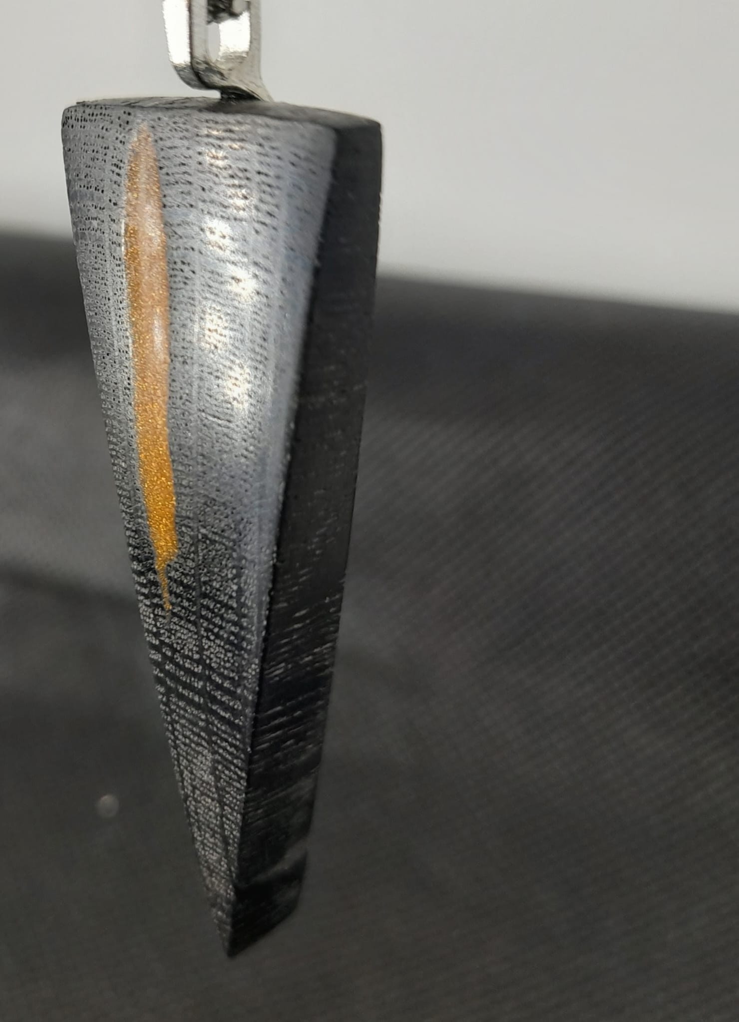 Bog Oak & Golden Resin Triangle Pendant Necklace