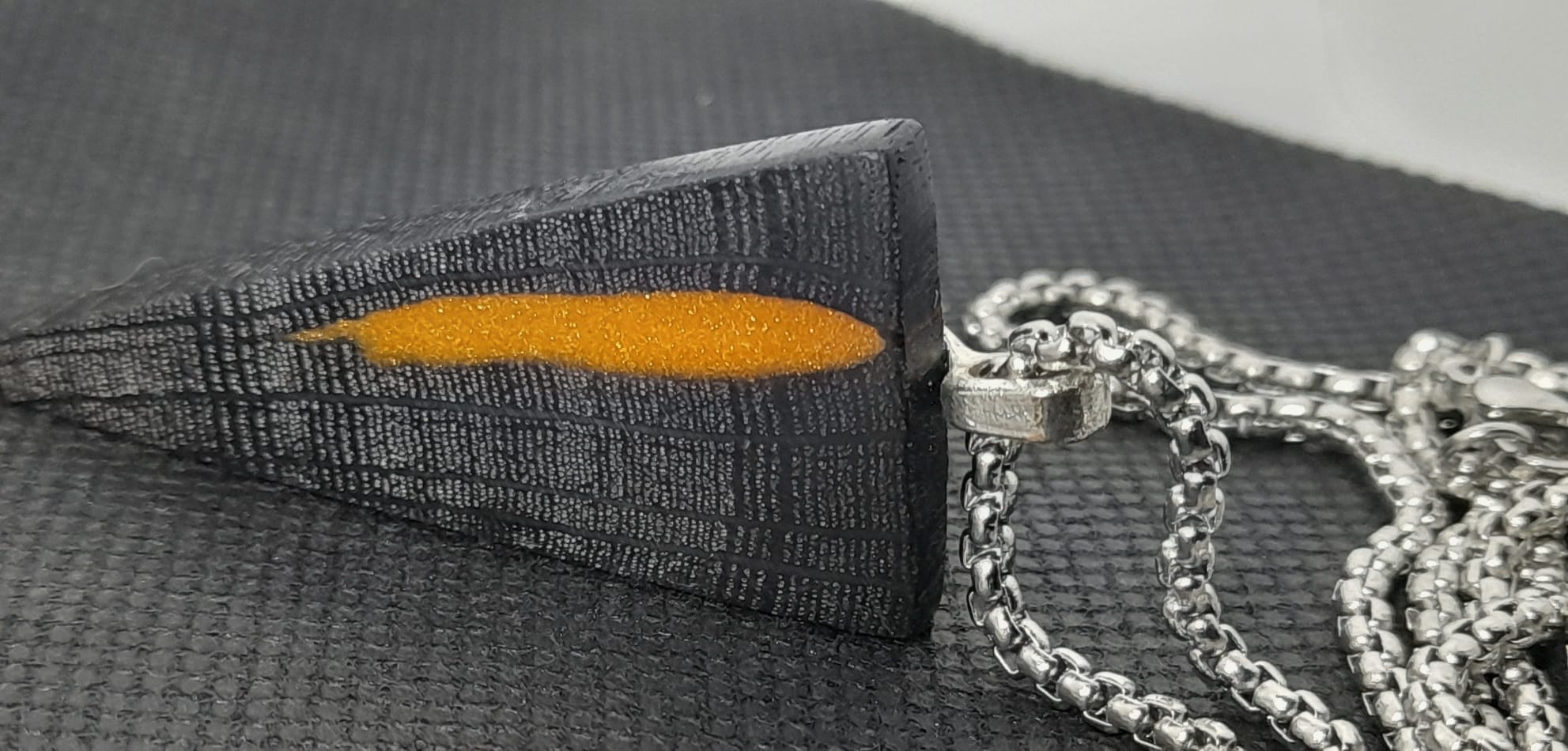 Bog Oak & Golden Resin Triangle Pendant Necklace