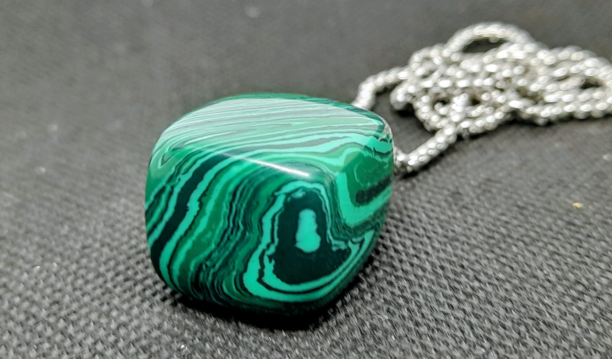 Emerald Wave Malachite Stone Pendant Necklace